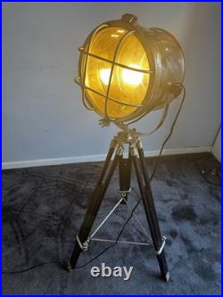 Dwell Tripod Spotlight Giant Floor Lamp Industrial Studio Chrome Working