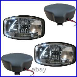 Fit Scania Volvo DAF MAN Truck 24v 9.5'' Jumbo Oval Black ABS Spot Lamp + LED