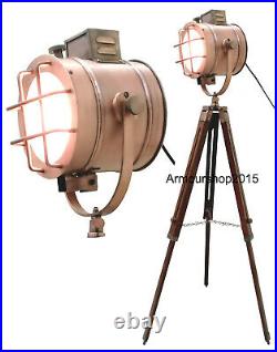 Floor Lamp Lighting Copper Finish Nautical Search Light Spot Light MarineTripod