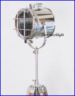 Floor Lamp Modern Home Decor Nautical Searchlight Chrome Spot Light Tripod