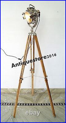 Floor Lamp Searchlight, Nautical Vintage Tripod Floor Lamp Spot light Industrial