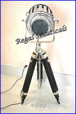 Floor Lamp Spotlight Black Tripod Designer Nautical Vintage Searchlight Focus
