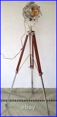 Floor Searchlight Lamp Home Theater Spot Light With Wooden Tripod stand