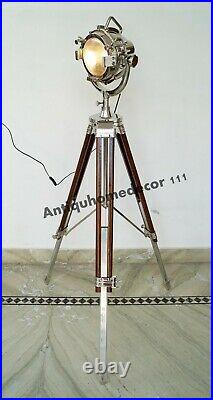 Floor lamp spotlight search light with wooden heavy duty tripod stand