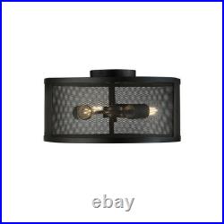 Flush Ceiling Light Fishnet 3 Light Matt Black Metal Mesh Shade Modern Lamp IP20 Flush Ceiling Light Fishnet 3 Light Matt Black Metal Mesh Shade Modern Lamp IP20