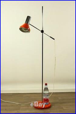 Gelenkarm Steh Leuchte Spot Strahler Boden Lampe Orange Chrom Vintage 70er Jahre