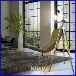 Globo Evy Floor Lamp Spotlight Chrome Metal Wood Silver 140cm H
