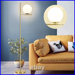 Gold LED Floor Lamp with Frosted Glass Globe3000K Warm White Modern