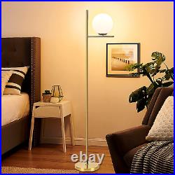 Gold LED Floor Lamp with Frosted Glass Globe3000K Warm White Modern