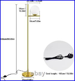 Gold LED Floor Lamp with Frosted Glass Globe3000K Warm White Modern