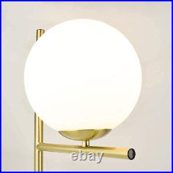 Gold LED Floor Lamp with Frosted Glass Globe3000K Warm White Modern