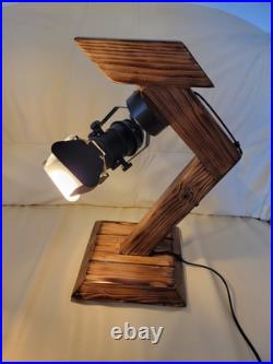 Handcrafted Wooden Lamp With Edison Spot Light Bulb