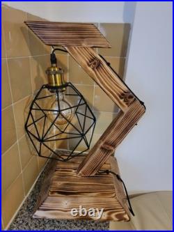 Handmade Unique Wooden Lamp. Edison E27 Bulb