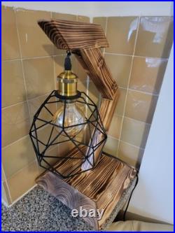 Handmade Unique Wooden Lamp. Edison E27 Bulb