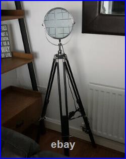 Hector Industrial Tripod Floor Lamp Photography Style Spotlight Black and Chrome