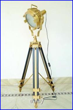 Hollywood Designer Antique Nautical Spot Light Tripod Floor Lamp Christmas Gifts