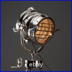 Hollywood Nautical Vintage Searchlight Chrome Floor Lamp Spotlight Floor Tripod