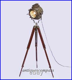 Hollywood Searchlight Spot Light Floor Lamp Big Light And Heavy Wooden Tripod