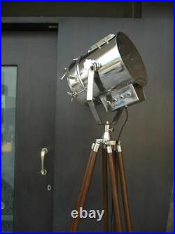 Hollywood Spot Light Vintage Marine Nautical Industrial Floor Lamp Tripod