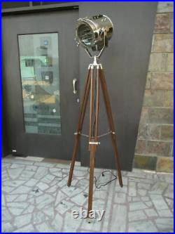 Hollywood Spot Light Vintage Marine Nautical Industrial Floor Lamp Tripod