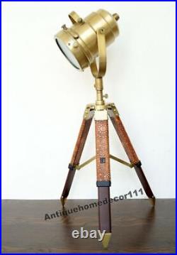 Hollywood Spotlight Searchlight Table LampStudio Home Decorative Leather Tripod