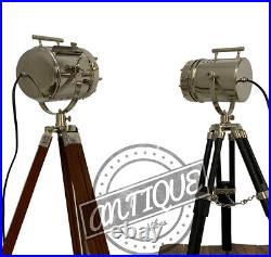 Home Furniture Floor Lamp on Wood Stand Vintage Ship Focus Searchlight Night LED
