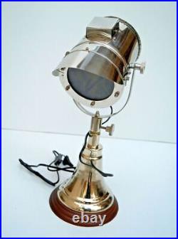 House decor table lamp vintage industrial spotlight chrome silver finish retro
