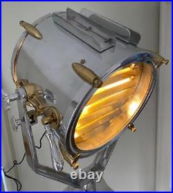Huge Spotlight Tripod Floor Standard Lamp Aluminium & Brass 206cm High