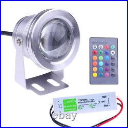 IP68 10W LED Underwater Spot Light RGB Cool Warm Garden Pond Lamp + 12V Adapter