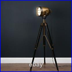 Industrial Antique Gold Spotlight Metal Floor Standing Lamp 140cm (H19813)