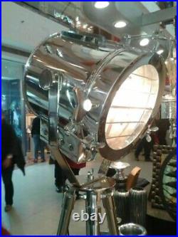 Industrial Designer Chrome Nautical SPOT Light Tripod Floor LAMP Decor Rustic V
