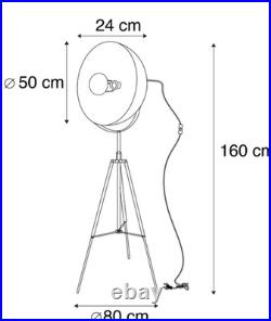 Industrial Tripod Floor Lamp Black Copper Reflector Spotlight 160cm Tall New Industrial Tripod Floor Lamp Black Copper Reflector Spotlight 160cm Tall New