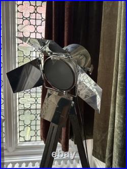 Industrial Tripod Floor Lamp Studio Spotlight Theatre Style Light 130cm