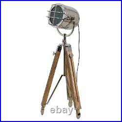 Industrial Vintage Style Brown Silver Spotlight Tripod Floor Lamp (H19812) 140cm