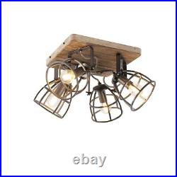 Industrial spotlight black with wood adjustable 4-light ceiling light RRP £179