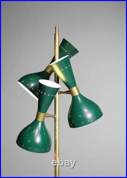 Italian Modern Brass Floor Lamp 3 White Stilnovo Vintage Design Spots Gira ML135