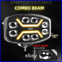 Jumbo Oval LED Spot Lamp Demmon WithWhite & Amber DRL Driving Light 12v 24v Spider