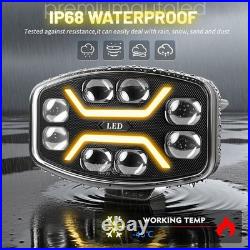 Jumbo Oval LED Spot Lamp Demmon WithWhite & Amber DRL Driving Light 12v 24v Spider