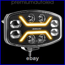 Jumbo Oval LED Spot Lamp Demmon WithWhite & Amber DRL Driving Light 12v 24v Spider