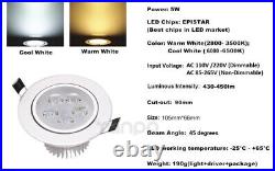 LED Ceiling Light Dimmable 3W 5W Recessed Fixture Downlight Spot Lamp LED Driver