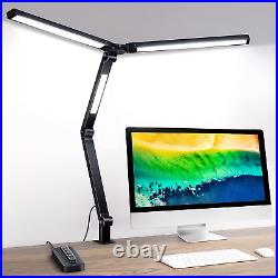 LED Desk Lamp with Clamp, Three Light Sources Clip on Lamp for Home Office, 20W