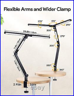 LED Desk Lamp with Clamp, Three Light Sources Clip on Lamp for Home Office, 20W