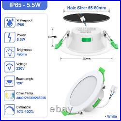 LED Recessed Ceiling Light 65-80mm Round Spotlight Dimmable Ultra Slim Lamp