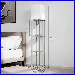 LUMIVISION Floor Lamp with Shelves Modern Shelf Floor Lamps with Drawer & USB