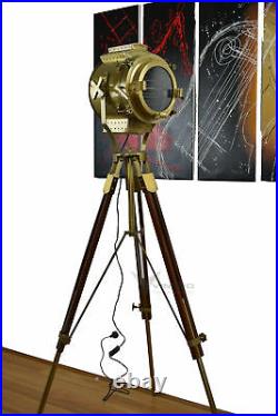Large Vintage Theater Stage Nautical Spotlight Industrial Tripod Floor Lamp Gift