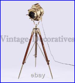 Large Vintage Theater Stage Nautical Spotlight Industrial Tripod Floor Lamp Gift