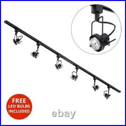 Litecraft 2 M Kitchen Track Light With 6 Greenwich Fixtures & LED Bulbs Black