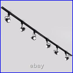 Litecraft 2 M Kitchen Track Light With 6 Greenwich Fixtures & LED Bulbs Black
