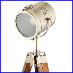 Litecraft Acton Floor Lamp Tripod Spotlight Styled E27 Base Satin Nickel