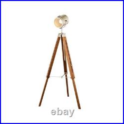 Litecraft Acton Tripod Floor Lamp Spotlight Styled E27 Base Satin Nickel